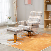 Linen Swivel Recliner Chair with Footstool and Storage Ideal for Living Room Use Multicolour