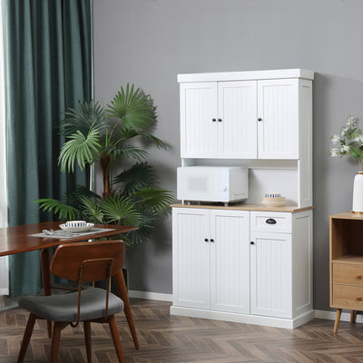 Freestanding Kitchen Storage Cabinet with Open Countertop and Drawer 180cm White