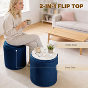 Ottoman Storage Bench with Reversible Seat and Table for Living Room or Bedroom Blue AOSOM