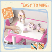 3 Piece Toddler Table and Chair Set Height Adjustable for Playroom or Bedroom, Pink