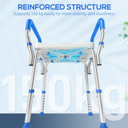 Adjustable Aluminium Bath Seat with Backrest for Elderly or Disabled Support White