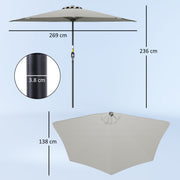 Light Grey Half Round Parasol Umbrella for Small Gardens and Balconies by Outsunny