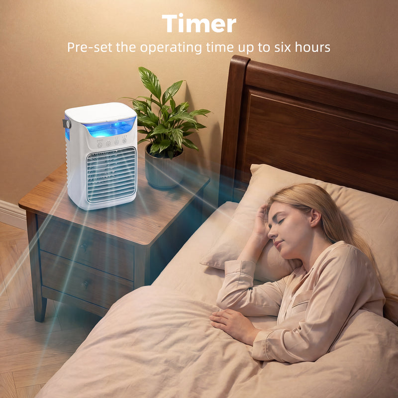 Desk Fan with Cooling Mist Humidifier and Colour Changing Light for Bedrooms or Offices White AOSOM