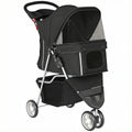 Dog Pram for Small Pets Up to 10 kg with Foldable Frame and Storage Basket Black AOSOM