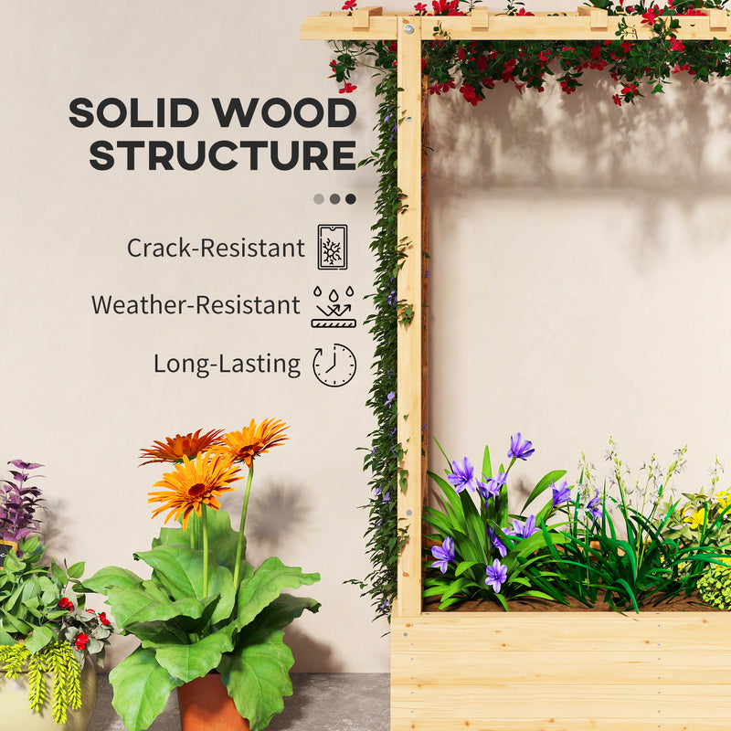 Wooden Raised Garden Planter With Trellis And Roof For Vegetables And Flowers Natural AOSOM