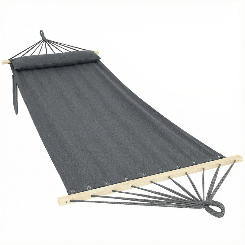 Garden Hammock with Headrest and Side Pocket for Outdoor Relaxation Dark Grey