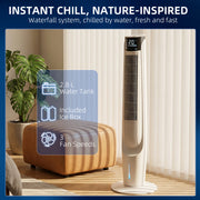 Tower Fan with Ice Cooling for Whole Room Comfort and Space Saving White AOSOM