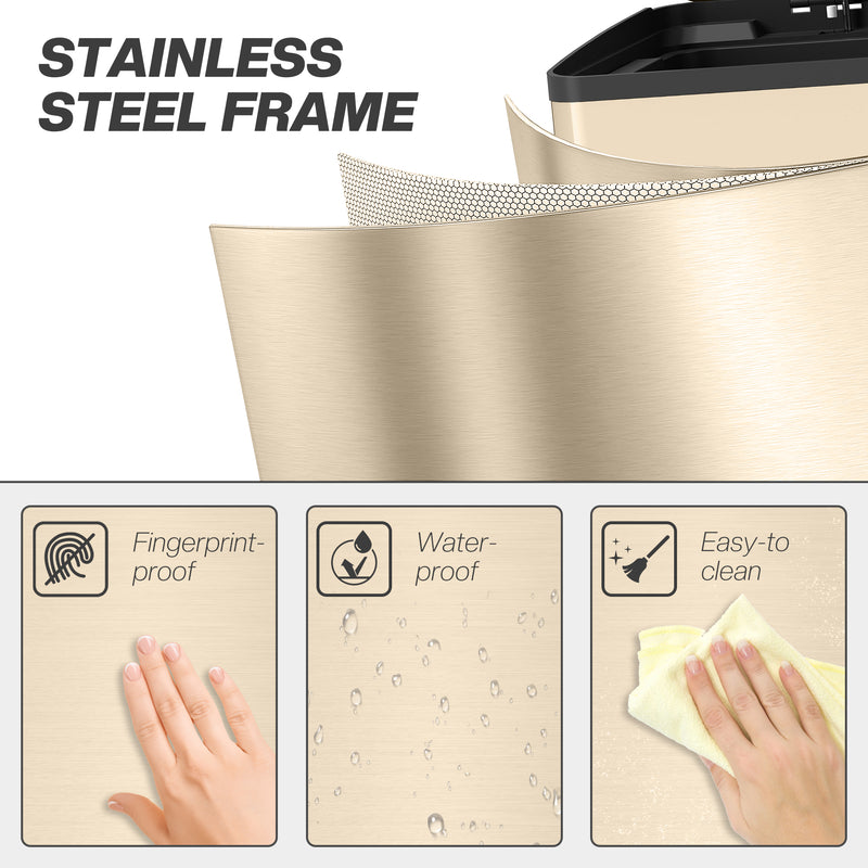 40L Dual Compartment Stainless Steel Recycling Bin with Deodorisers Gold Tone by Homcom