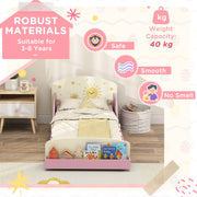 Toddler Bed with Storage and Guardrails Fits 140 x 70cm Mattress For Ages 3 to 8 Pink