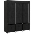 Fabric Wardrobe with Hanging Rails and Shelves for Compact Bedroom Storage Black