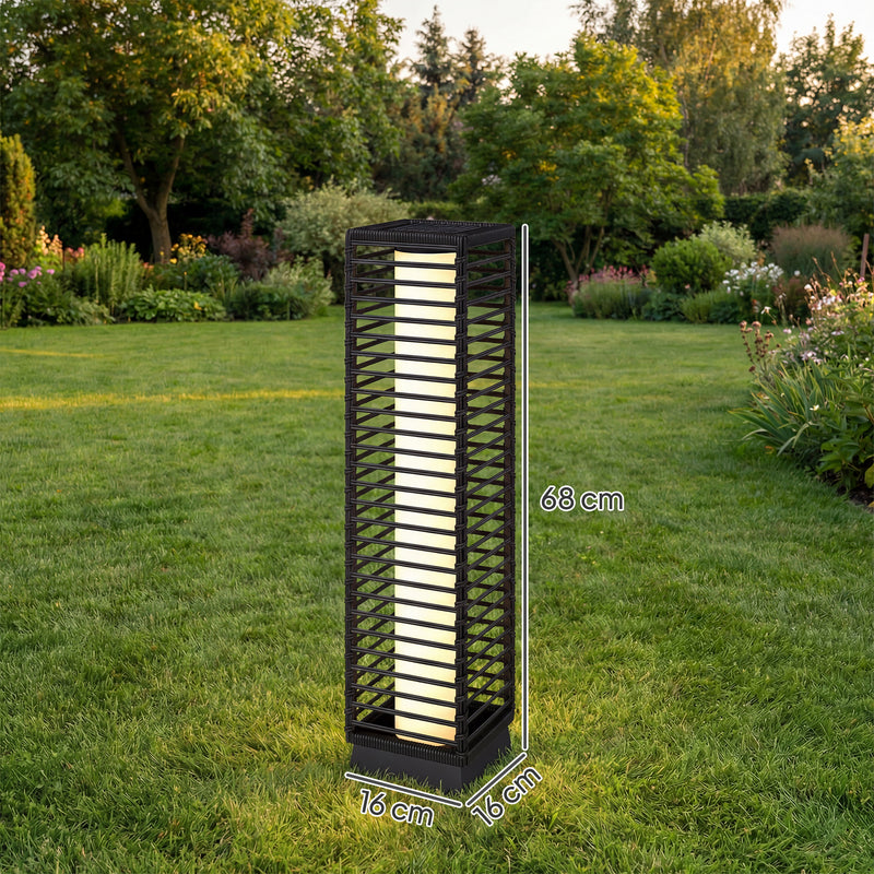 Solar Rattan Outdoor Lamp for Easy Automatic Garden Lighting Warm Glow Black Outsunny