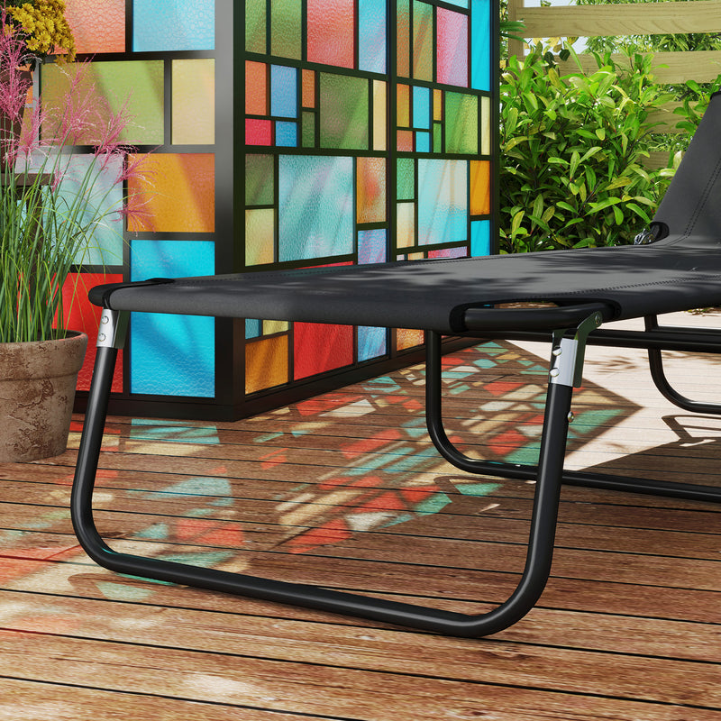 Black Garden Sun Lounger with Five Position Adjustable Back by Outsunny