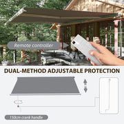 Grey 4x3m Retractable Electric Manual Awning With LED Lights And Remote For Patio