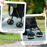 Dark Green Lightweight Dog Stroller with Umbrella Canopy Storage Bag and Cup Holder by PawHut AOSOM