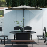Light Grey Half Round Parasol Umbrella for Small Gardens and Balconies by Outsunny
