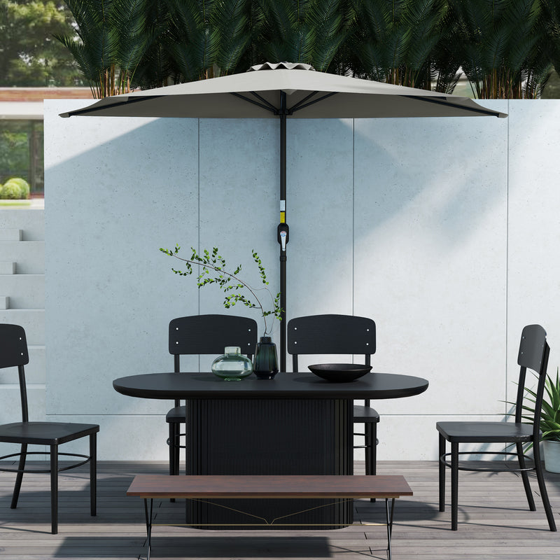 Light Grey Half Round Parasol Umbrella for Small Gardens and Balconies by Outsunny