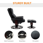Recliner Armchair and Footstool Set with Swivel Base and Adjustable Backrest Black