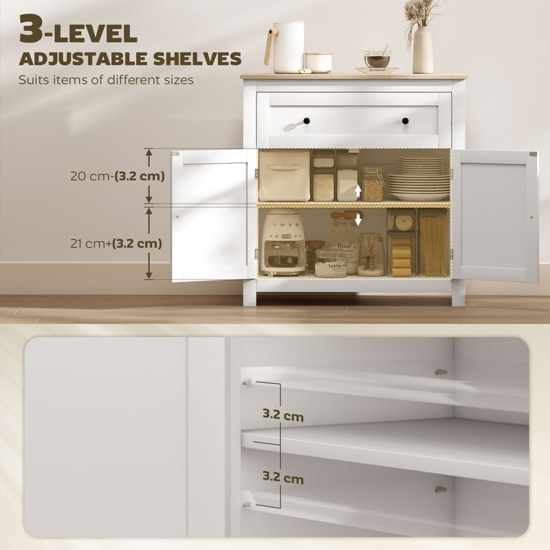 Modern Sideboard Storage Cabinet with Drawer and Adjustable Shelf for Dining Room White