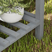 Grey Wooden Two Tier Raised Garden Planter for Flowers and Herbs by Outsunny
