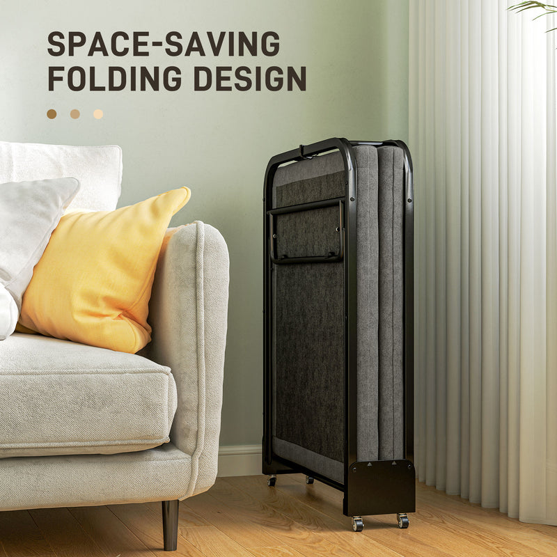 Single Folding Temporary Bed Grey Space-Saving Guest Bed by HOMCOM