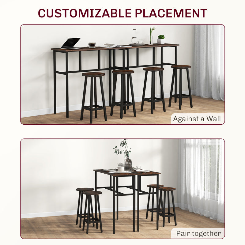 6 Piece Counter Height Bar Table and Stool Set Ideal for Kitchen or Dining Area Rustic Brown
