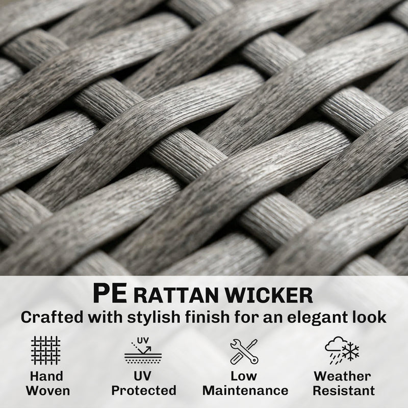 9-Seater Rattan Garden Corner Sofa Set with Cushions and Dining Table — Dark Grey or Light Grey