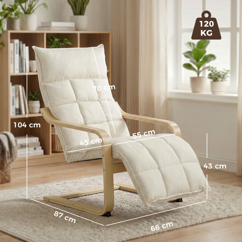 Accent Chair with Built-In Footrest and Gentle Rocking Motion for Relaxing Cream White