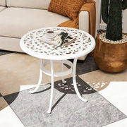 Garden Side Table Cast Aluminium Rust Resistant with Adjustable Feet White Outsunny
