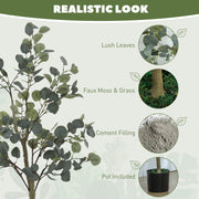Set of 2 Artificial Eucalyptus Trees 4ft Tall with Potted Silver Leaves
