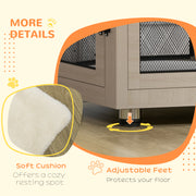 2 in 1 Dog Crate and Side Table with Soft Cushion and Double Doors for Large Dogs, Grey