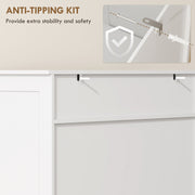White Shoe Storage Cabinet For Hallway with Louvered Doors Adjustable Shelves and Drawer 78x37x115cm Homcom
