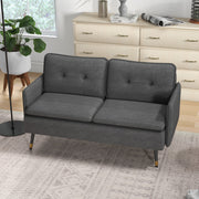 Modern Dark Grey Two Seater Loveseat Sofa With Cushions and Steel Legs by HOMCOM