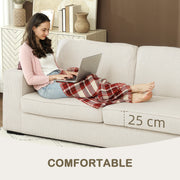 Cream White Three Seater Sofa with Spring Cushions Modern Design for Living Room Comfort by HOMCOM