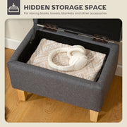 Linen Storage Ottoman with Padded Seat and Wooden Legs Ideal for Bed End or Hallway Charcoal Grey