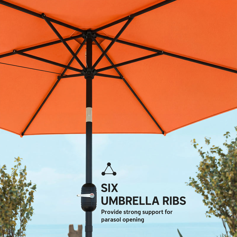 Tilting Garden Parasol with Adjustable UPF30+ Shade For Patio or Lawn Outsunny