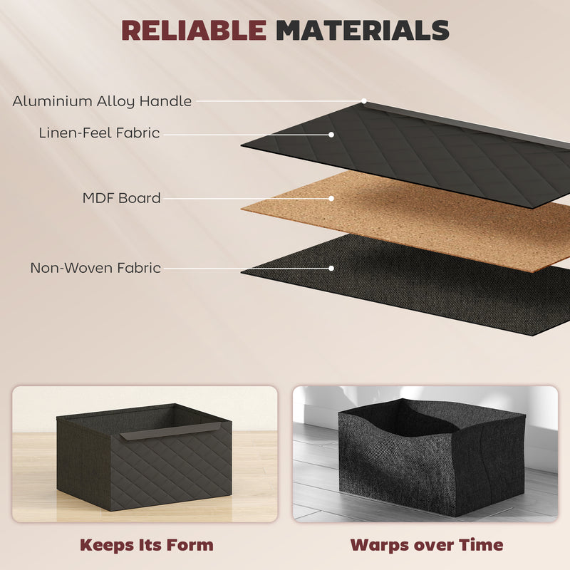 2 Drawer Fabric Chest of Drawers With Aluminium Handles for Bedroom Storage Black