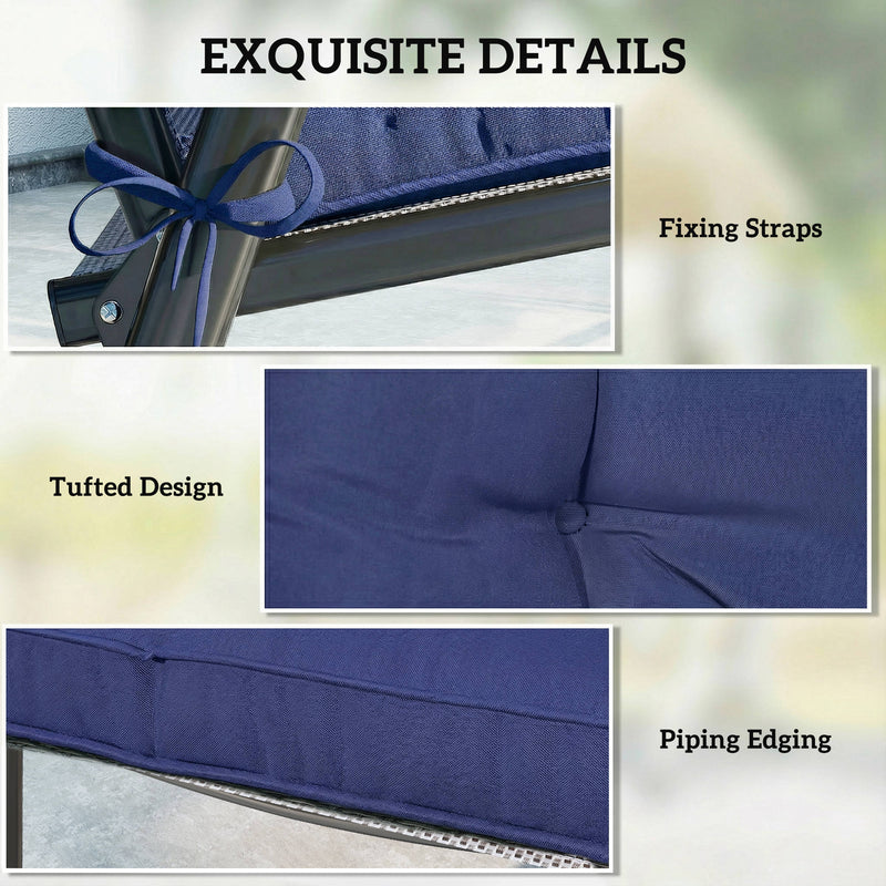 Garden Chair Cushions Set of 4 with Extra Padding and Tie Fastenings Dark Blue Outsunny