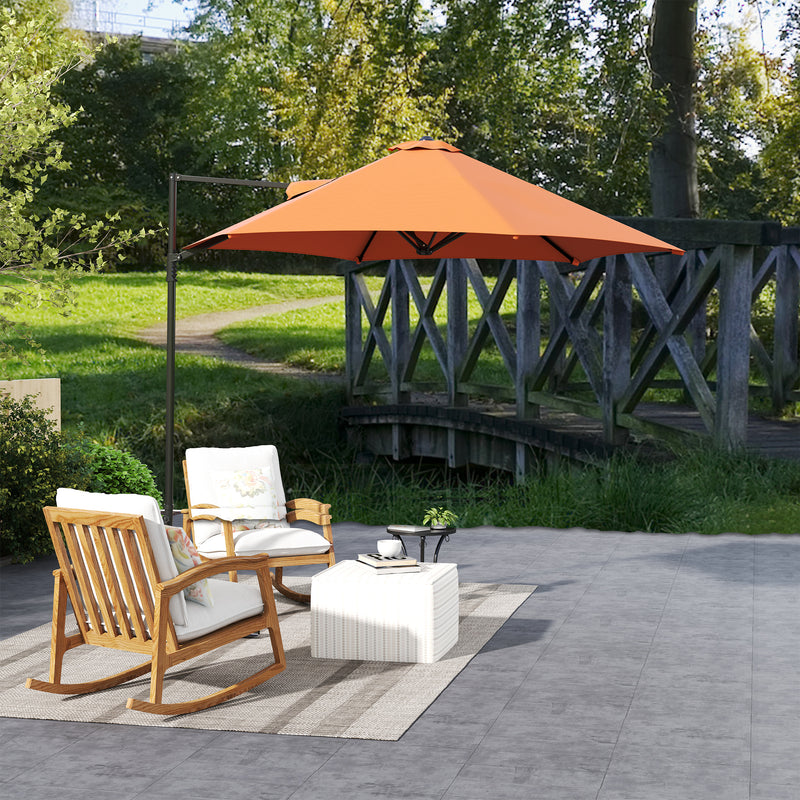 2.5M Cantilever Garden Parasol with 360Â° Rotation and Cross Base Orange by Outsunny