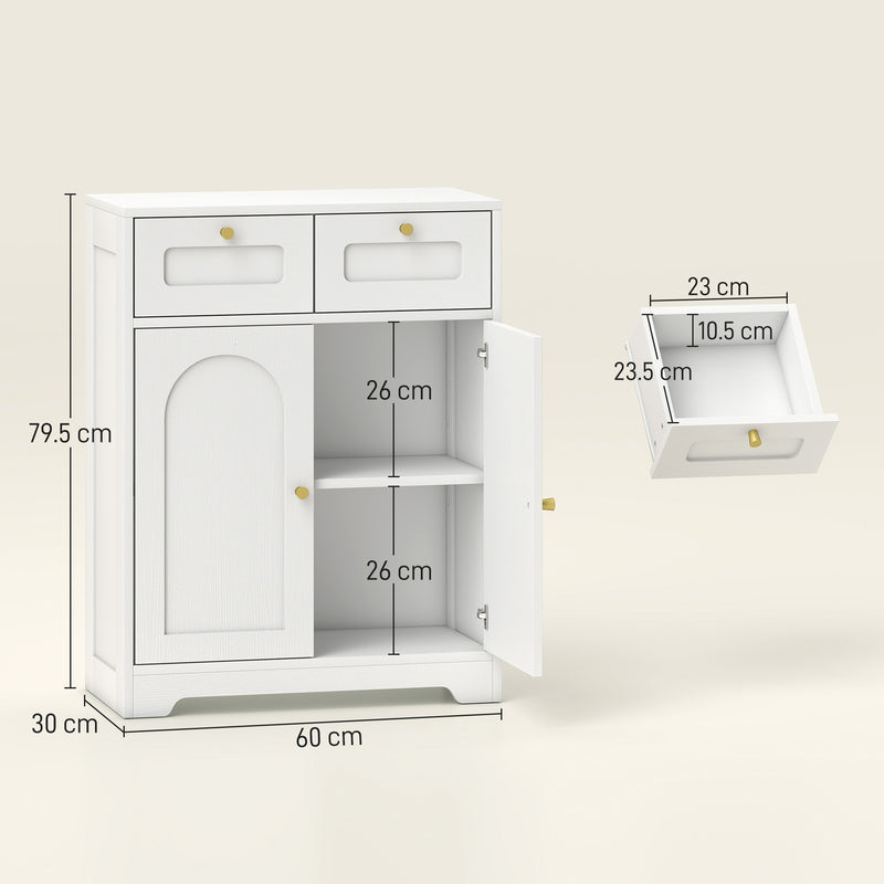 Bathroom Floor Cabinet with 2 Storage Drawers Ideal for Towels and Toiletries White