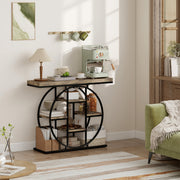 Industrial Console Table with Open Storage Shelves for Hallway or Living Room Rustic Brown AOSOM