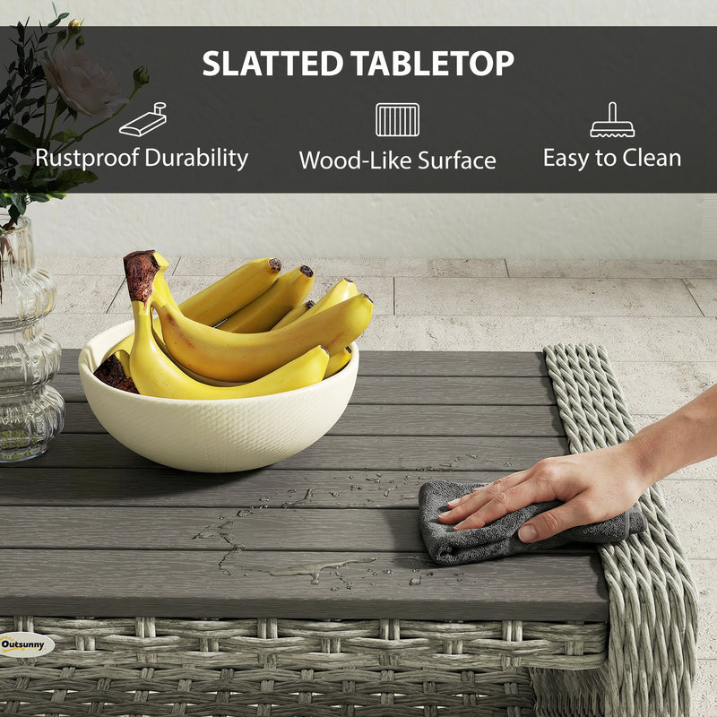 Rattan Coffee Table with Two-Tier Storage for Garden or Conservatory Grey