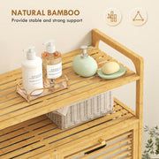 Bathroom Laundry Cabinet with Two Removable Sorting Baskets and Shelves Natural Cream AOSOM
