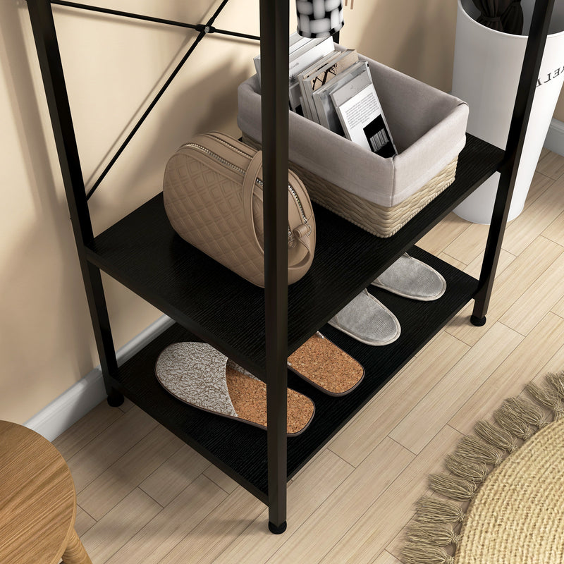Hallway Coat Rack with Shoe Storage Bench Ideal for Entryway Organisation Black