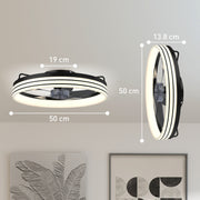 Smart Ceiling Fan with Adjustable Lighting and App Control for Year Round Comfort Black AOSOM