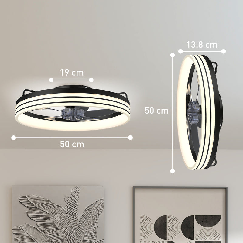Smart Ceiling Fan with Adjustable Lighting and App Control for Year Round Comfort Black AOSOM