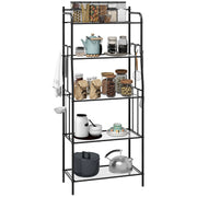 Five Tier Steel Kitchen Storage Shelf Unit With Sturdy Frame For Home Organisation Black