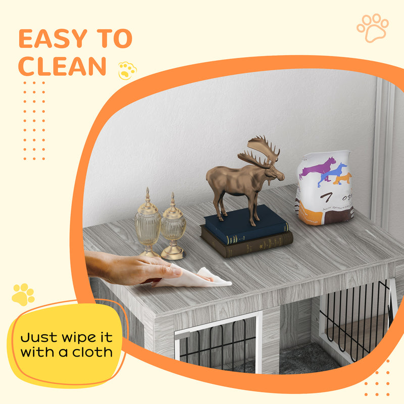 Large Indoor Dog Kennel with Soft Cushion and Double Doors for Comfort and Space Grey