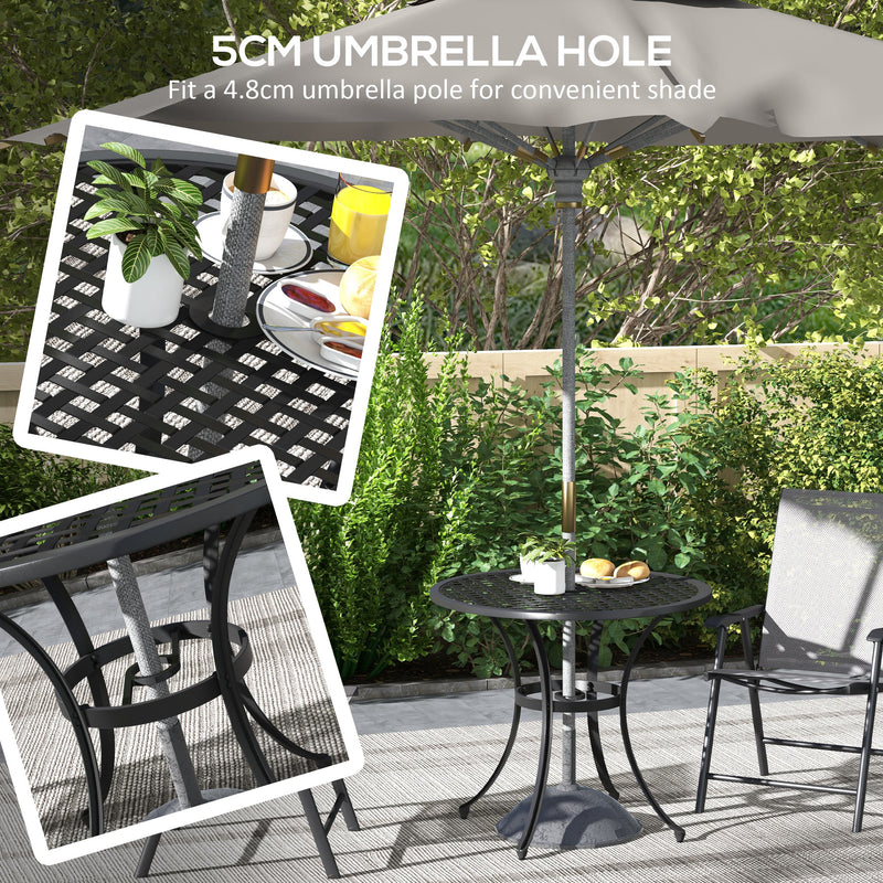 Round Aluminium Garden Table with 50mm Parasol Hole Ideal for Outdoor Dining