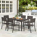 7 Piece Rattan Patio Dining Set With Rectangle Table and Stackable Chairs by Outsunny