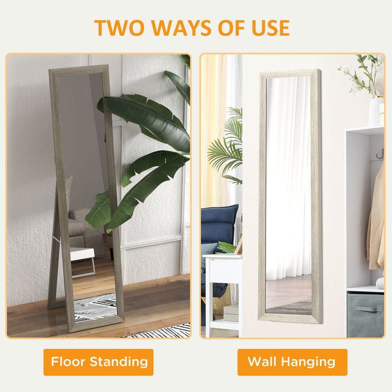 Full Length Bedroom Mirror with Stand or Wall Mount and Shatter Resistant Glass Grey AOSOM